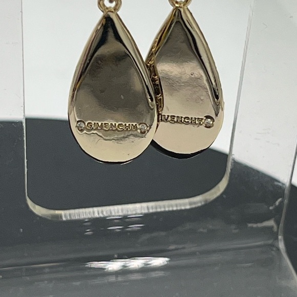 Givenchy Womens Gold Tone Grey Crystal Dangle Teardrop Earrings New - Picture 12 of 16
